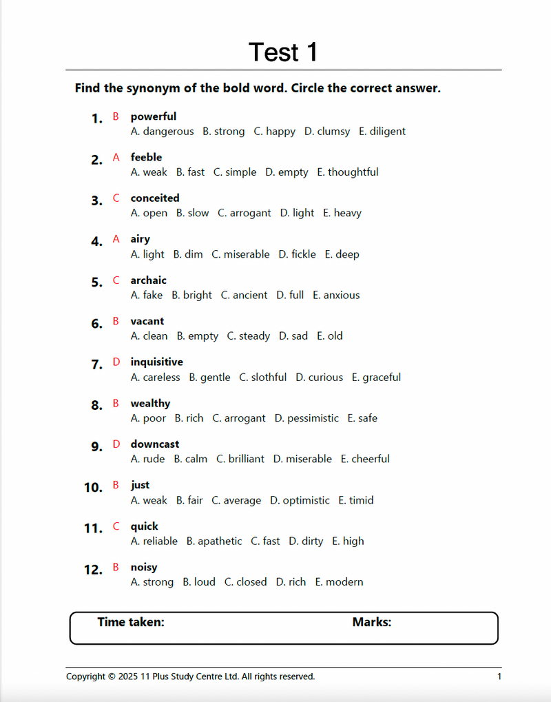 11 Plus Antonyms and Synonyms: 100 Daily Practice Tests3
