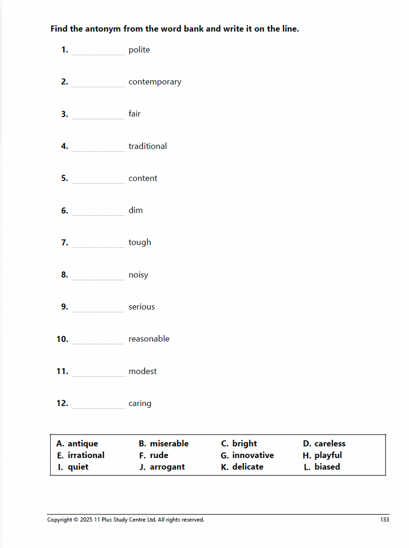 11+ Antonyms and Synonyms (Book 3)