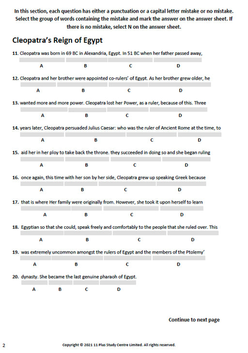11+ Spelling, Punctuation and Grammar pdf test