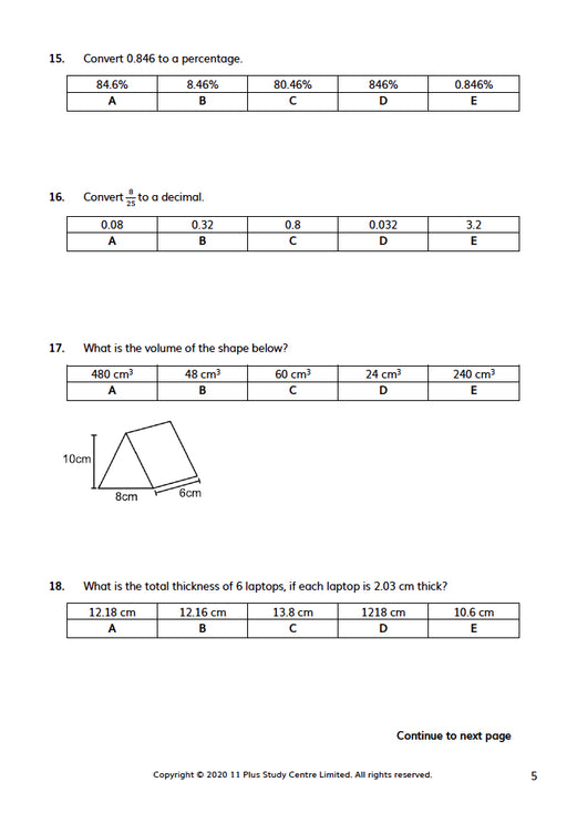 11 Plus Bucks Non-verbal and maths test pdf