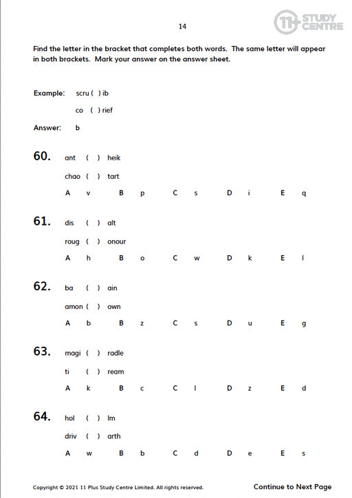 11+ Verbal Reasoning Test PDF
