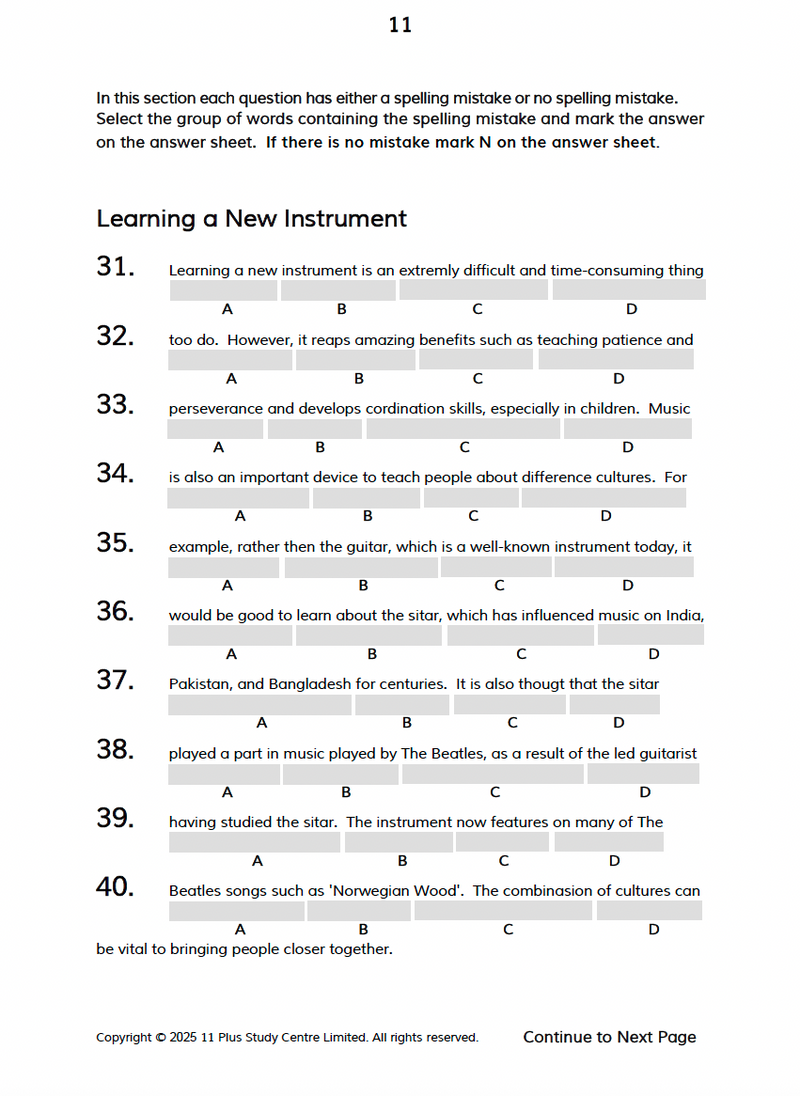 11+ English Practice Papers - 6 Multiple Choice Tests1