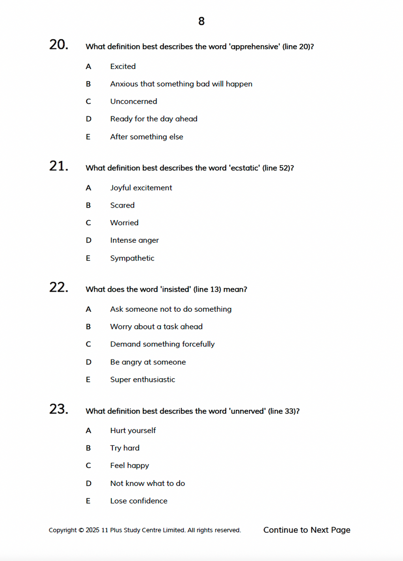 11+ English Practice Papers - 6 Multiple Choice Tests2