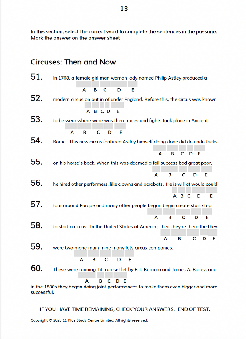 11+ English Practice Papers - 6 Multiple Choice Tests4