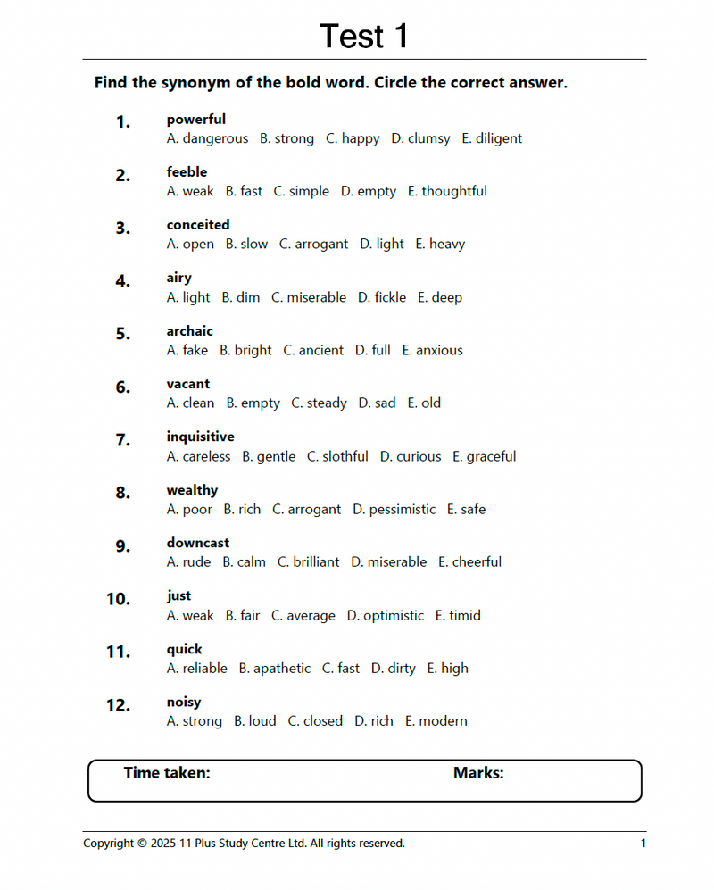 11 Plus Antonyms and Synonyms: 100 Daily Practice Tests2