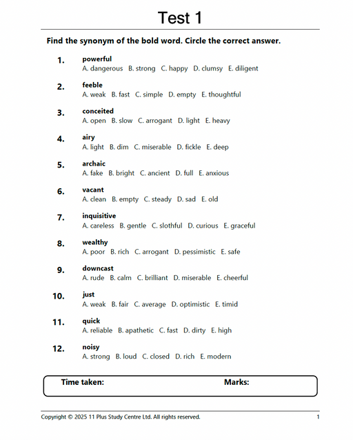 11 Plus Antonyms and Synonyms: 100 Daily Practice Tests2