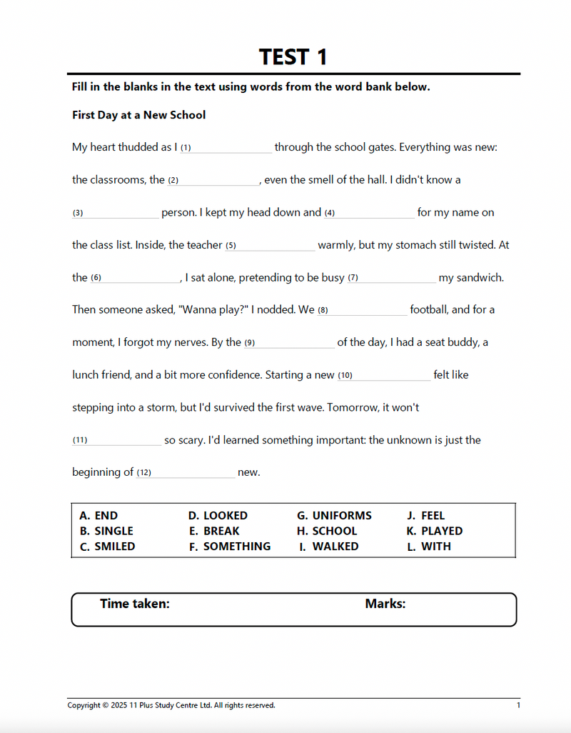 11 Plus Cloze Mastery - 100 Tests1