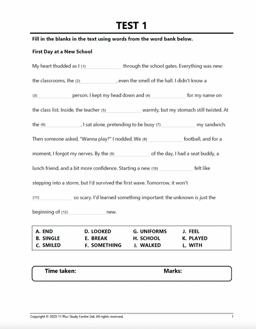 11 Plus Cloze Mastery - 100 Tests1