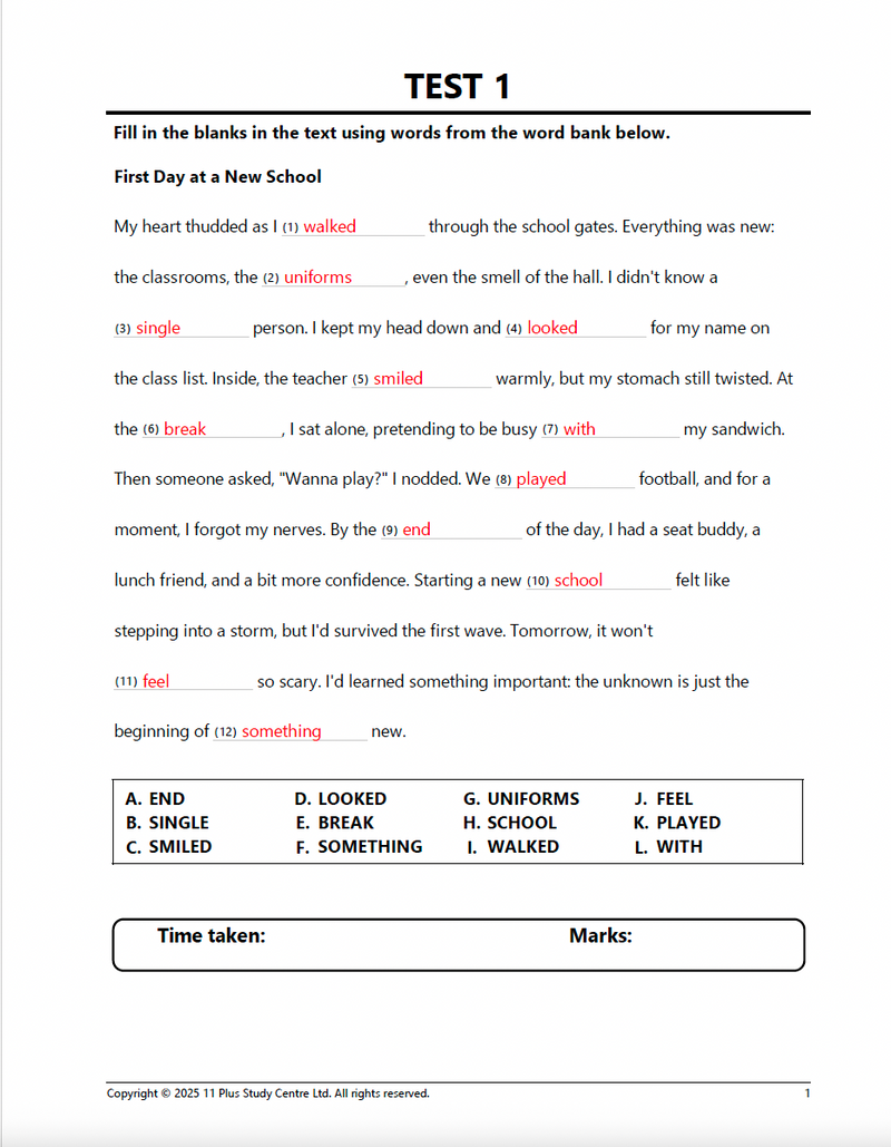 11 Plus Cloze Mastery - 100 Tests4