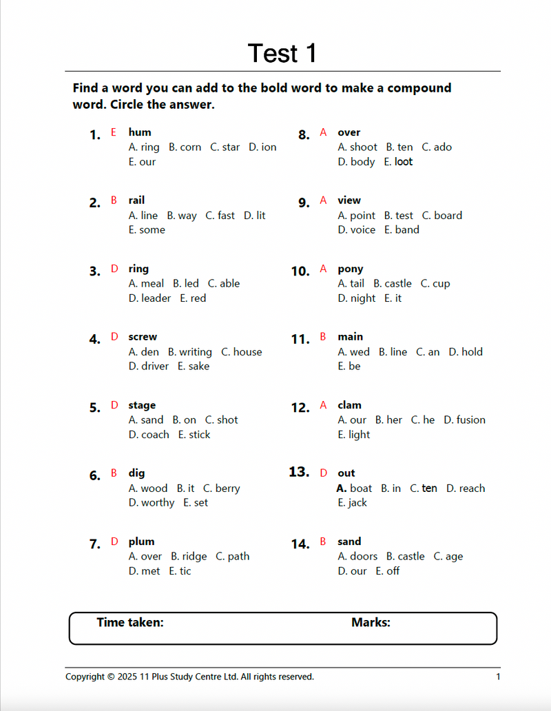 11 Plus Compound Words1