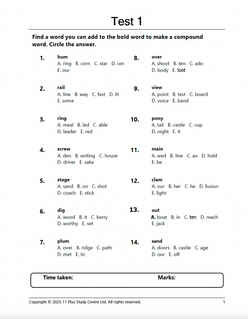 11 Plus Compound Words3