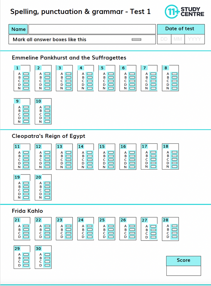 11 Plus Spelling, Punctuation and Grammar Tests5