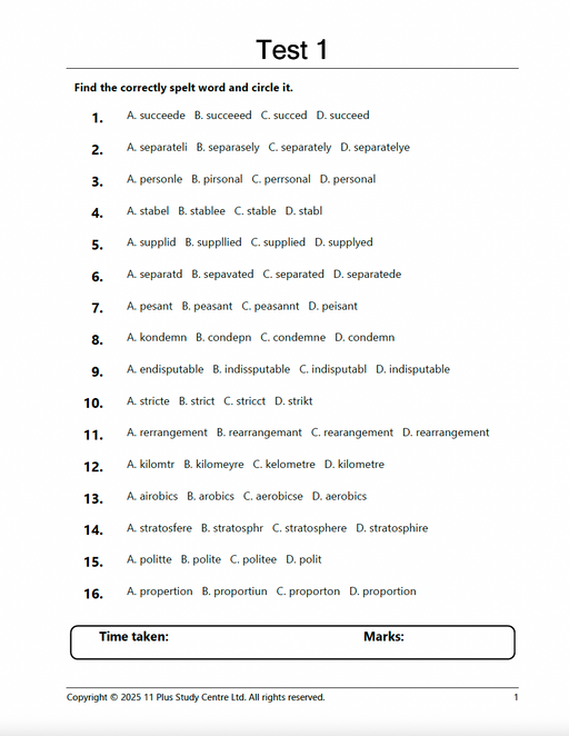 11+ Spelling Practice Tests1
