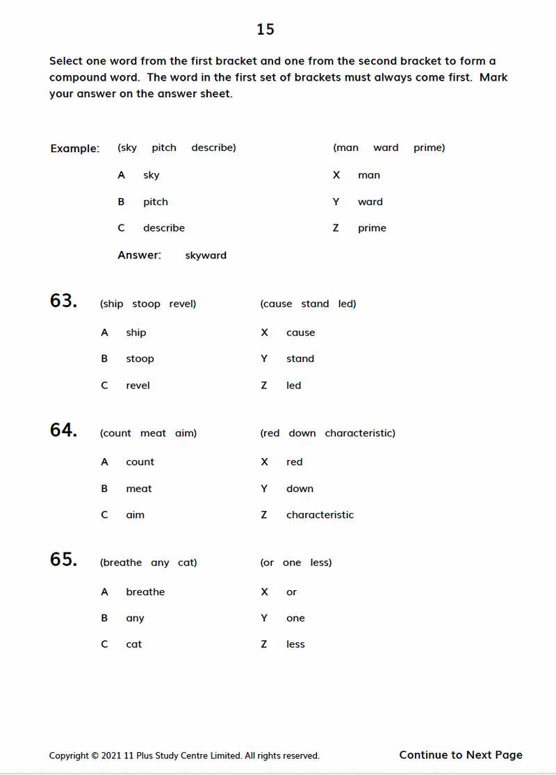 11+ Verbal Reasoning Test Papers - 9 Multiple Choice Tests1