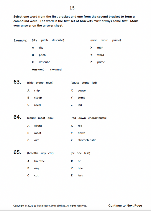 11+ Verbal Reasoning Test Papers - 9 Multiple Choice Tests1