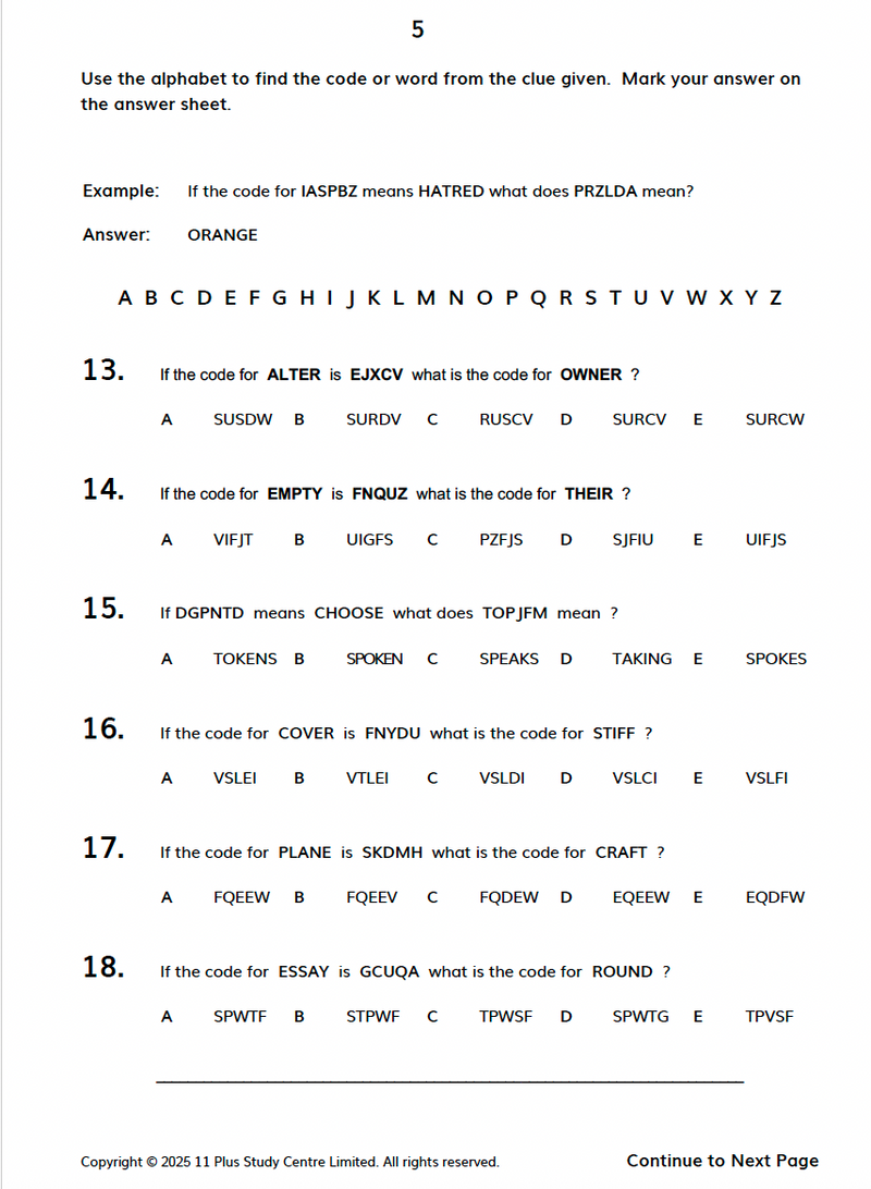 11+ Verbal Reasoning Test Papers - 9 Multiple Choice Tests4