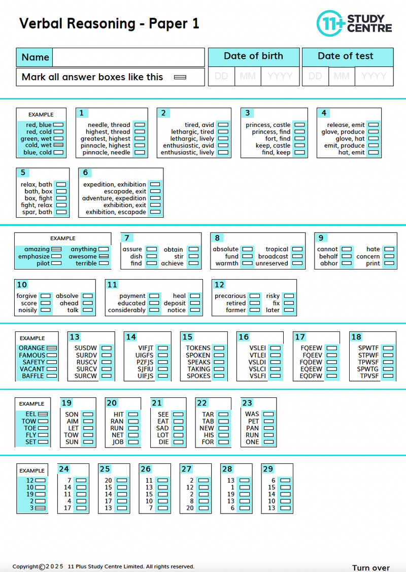 11+ Verbal Reasoning Test Papers - 9 Multiple Choice Tests7