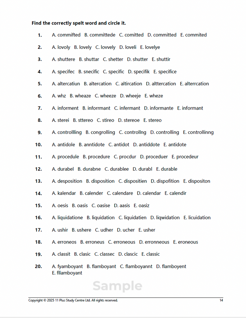11+ Vocabulary Booster Book 1 - sample page 11