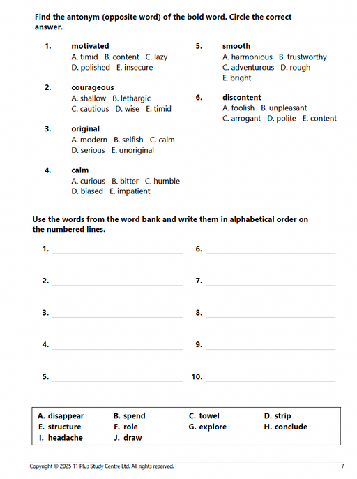 11+ Vocabulary Booster Book 1 - sample page 1