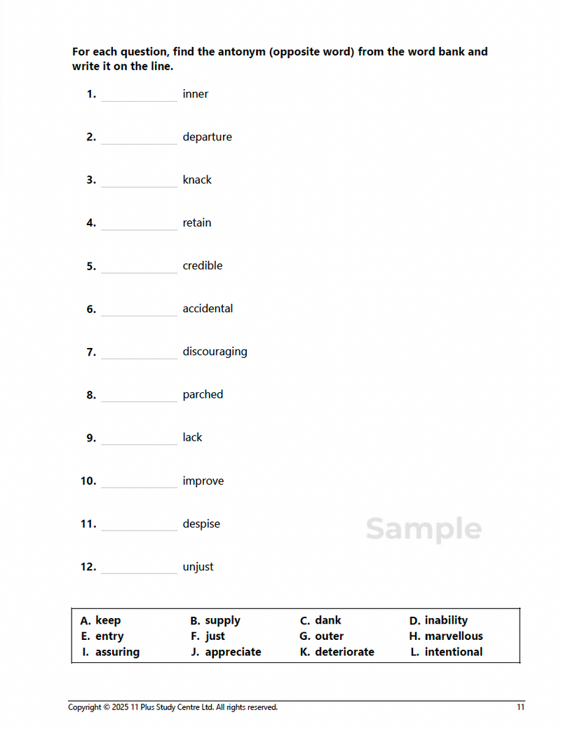 11+ Vocabulary Booster Book 1 - sample page 9