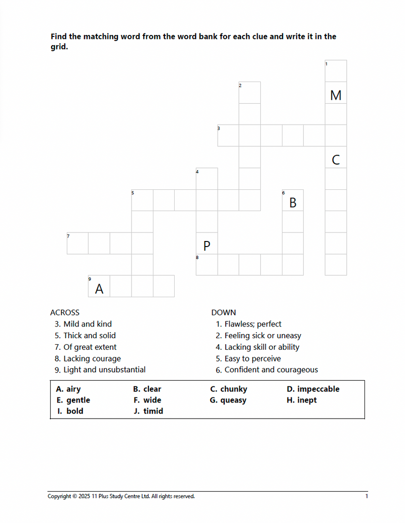 11+ Vocabulary Crosswords (Book 2)
