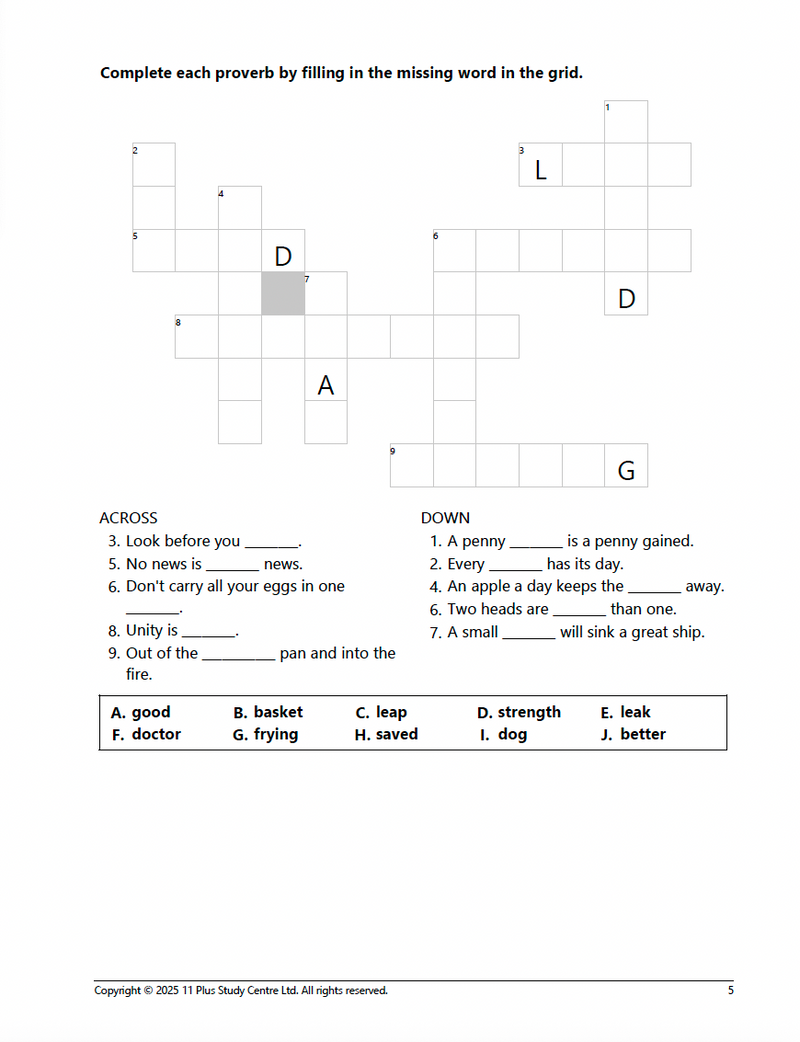 11+ Vocabulary Crosswords (Book 2)