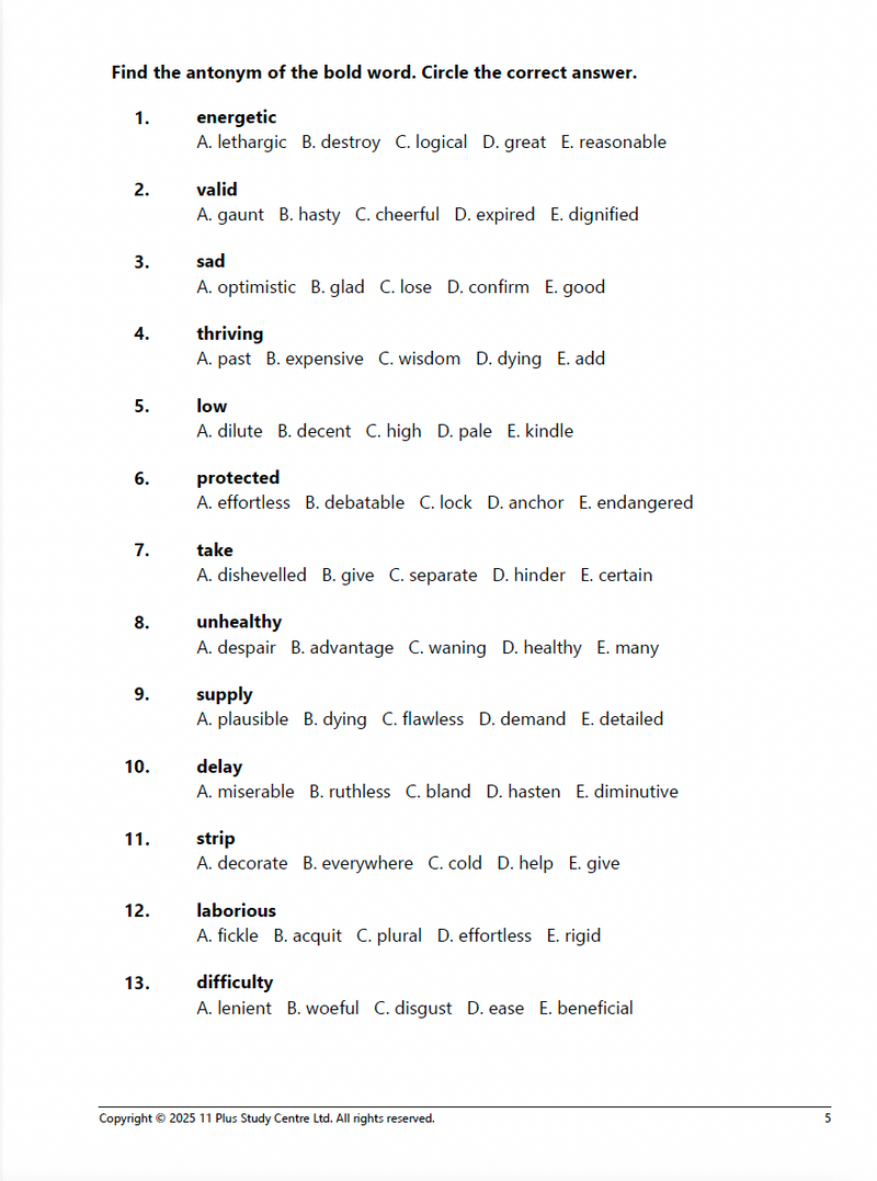 11+Vocabulary Success Pack