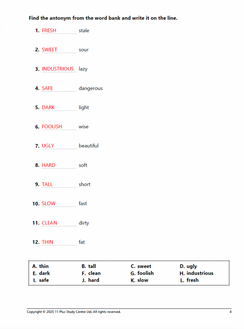 11+Vocabulary Success Pack