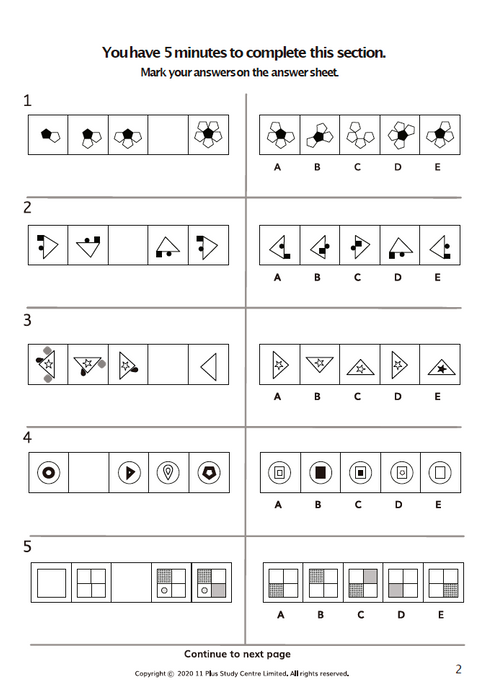 11 Plus Non Verbal reasoning test with answers pdf