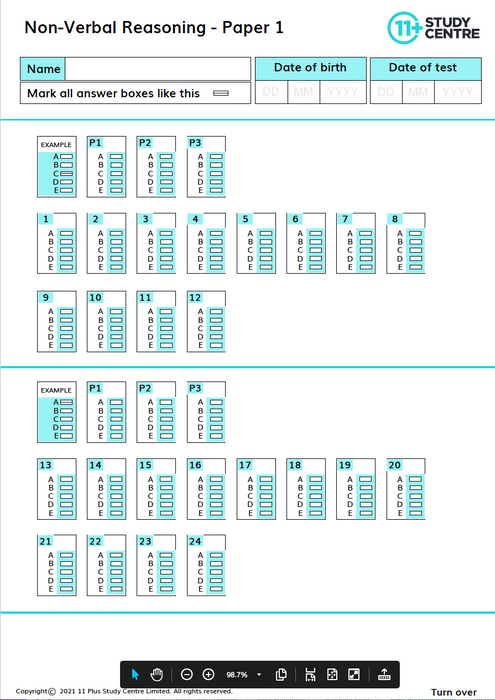 11 Plus Non Verbal reasoning test with answers pdf