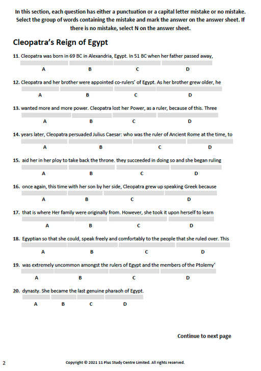 11+ Spelling, Punctuation and Grammar pdf test
