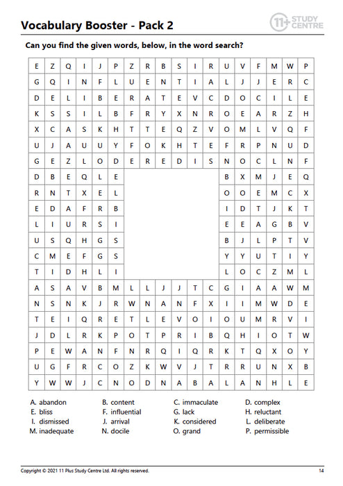 11+ vocabulary worksheets pdf