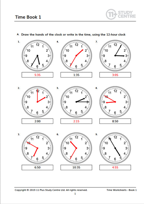 40 Time Worksheets - Book 1
