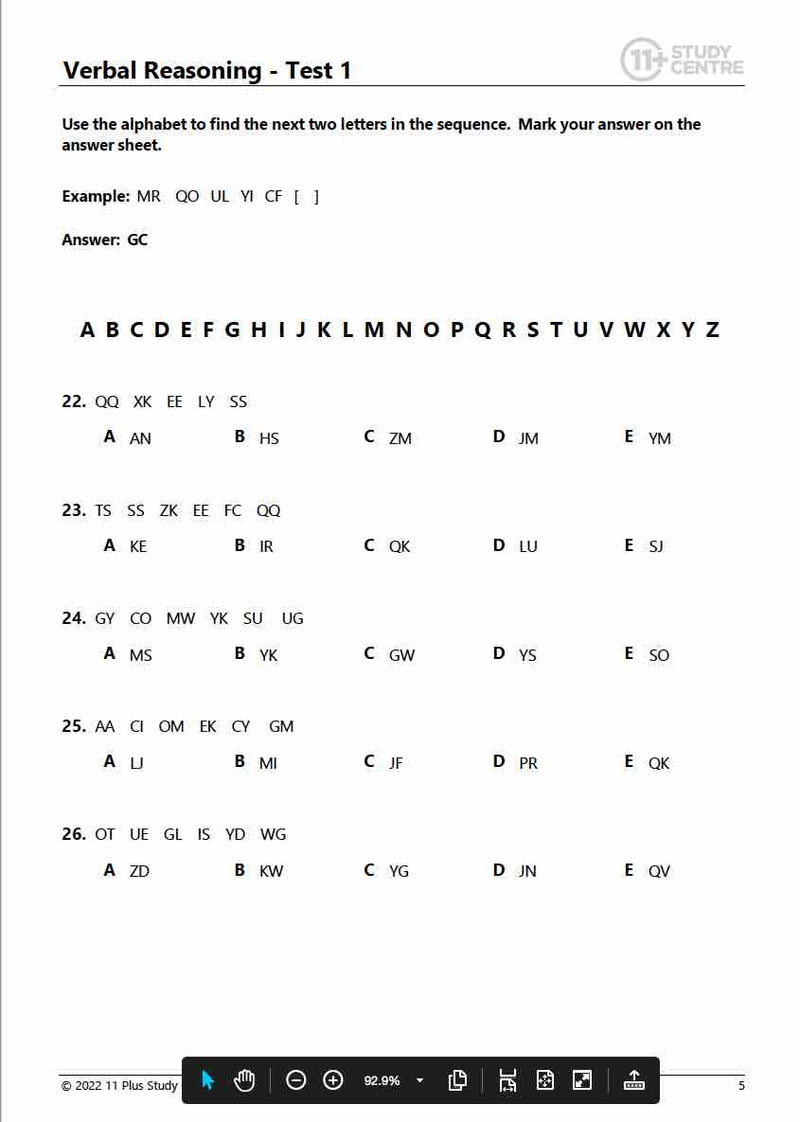 Free 11 Plus Verbal Reasoning Paper