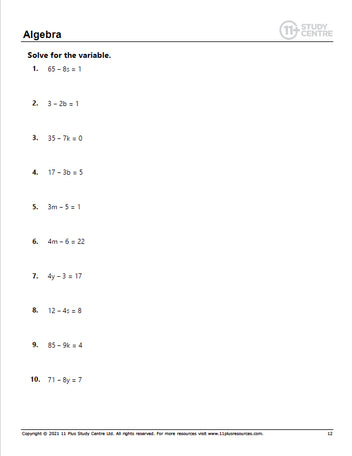 Algebra Questions To Answer 11+ Algebra questions with answers FREE PDF | 11 Plus Resources