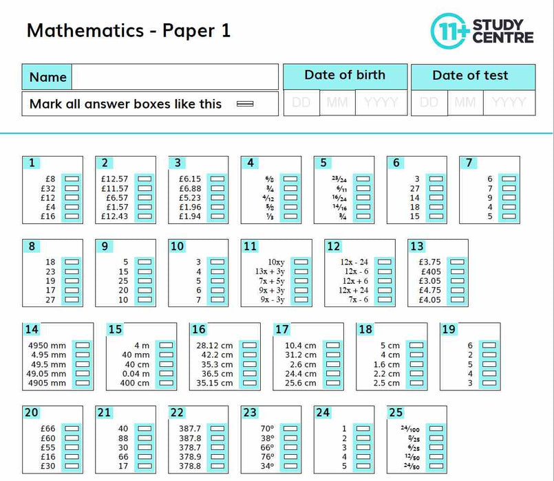 11 Plus PDF Maths Exam Papers - Pack 1 | 11 Plus Resources